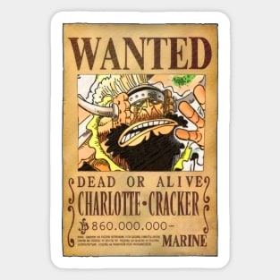 Charlotte Cracker Wanted Poster - 860 Million Berries - One Piece Wanted Poster Sticker